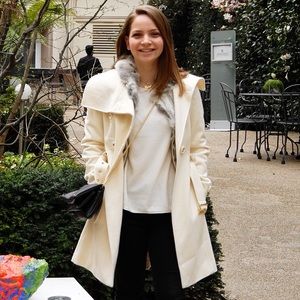 Guess White Wool Military Coat